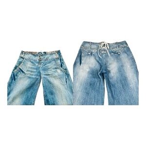 Roberto Cavalli Just Cavalli  Ittierre distressed Jeans With Lace-up Back Sz 29